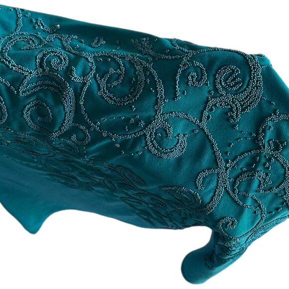 Womens Top Size Medium Blue Tank Embellish Artsy Boho Professional Office Siren - Picture 7 of 9